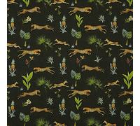 Kt KILOtela - - Tessuto Stampata Digitale - Lino, Cotone, Half Panama, Oeko-Tex Standard 100, 100 cm di Lunghezza x 280 cm di Larghezza | Antilopi, Leopardato, Nero, Verde, Marrone, 1 Metro