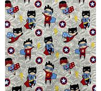 Kt KILOtela - Tessuto Stampato, Decorazione, Tappezzeria, Cuscini, Tende, Copriletti, Tovaglie, Artigianato, 100 cm Lunghezza x 280 cm Larghezza, Bambini Supereroi, Rosso, Blu, Giallo ─ 1 metro