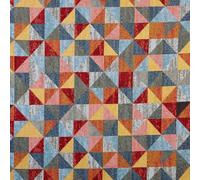 Kt KILOtela - Tessuto tappezzeria, jacquard gobelino, tappezzeria sedie, cuscini, divani, borse, resistente all'usura, 100 cm di lunghezza x 280 cm di larghezza, geometrico, quadri, multicolore - 1