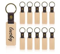 KtbeYTi 15 Pezzi Portachiavi Rettangolare in Legno di Faggio Naturale 11.3 x 2.8 cm per Incidere Dipingere e Creativo Fai Da Te