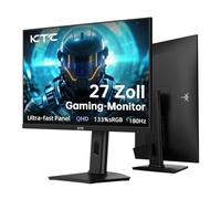 KTC Gaming Monitor 27 Pollic, 2K@180Hz / 144Hz 1440P Monitor mit Fast-IPS Panel, 1ms GtG, HDR 400, Adaptive Sync, 450 cd/m², HDMI 2.0 x 2, DisplayPort 1.4 x 1, supporto per sollevamento e rotazione
