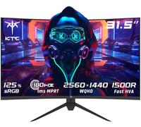 KTC Monitor Gaming 32 Pollici Curvo, 180Hz, 2K QHD 2560 x 1440p Schermo PC, 1ms, 1500R VA, HDR10, 125% sRGB, FreeSync & G-Sync, Inclinazione Regolabile, DP1.4 165Hz, HDMI2.0 144Hz, H32S17