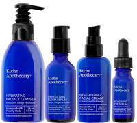 Ktchn Apothecary Fresh-Made Skincare, collezione naturale antirughe 4 pezzi per la cura del viso, detergente idratante full-size + siero elisir perfezionante + crema rivitalizzante + siero occhi