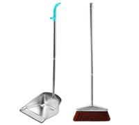 KTCINA Set di scope e paletta con manico lungo, 92 cm, con paletta in metallo, scopa e paletta in piedi per interni ed esterni, soggiorno, cucina, giardino