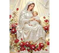 KTCLCATF Kit per diamond painting con Madonna e Gesù, con strass, 30,5 x | Kit fai da te patriottico con numeri, ricamo con cristalli, per principianti, artigianato, casa, parete