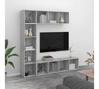 KTHLBRH 3-TLG. Sonoma - Set di armadietti per libri, 180 x 30 x 180 cm, colore: Grigio