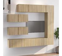 KTHLBRH 7-TLG. Set di mobili per TV, in legno di rovere Sonoma, cabinet, credenza sospesa, scaffale HiFi