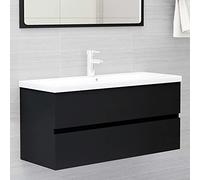 KTHLBRH Armadietto da bagno, mobiletto da bagno, mobiletto per lavabo, mobiletto per lavabo, mobiletto con lavabo da incasso, nero truciolato