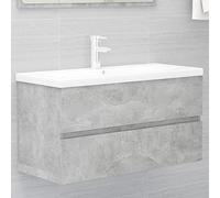 KTHLBRH Armadietto da bagno, mobiletto da bagno, mobiletto per lavabo, mobiletto per lavabo, mobiletto con lavabo da incasso, grigio cemento, truciolato