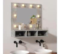 KTHLBRH Armadietto per lavabo, con specchio, con LED, grigio cemento, 60 x 31,5 x 62 cm