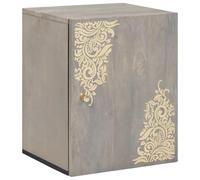 KTHLBRH Armadio da parete in legno di mango per bagno con ante lisce al RAS e pomelli dorati, design tradizionale e pratico per organizzare spazi compatti