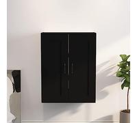 KTHLBRH Armadio da parete nero pensile in compensato con 3 scomparti e porte, ideale per l'organizzazione e la decorazione della casa. 69,5x32,5x90 cm