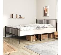 KTHLBRH Bed Frame, letto per bambini, con testiera e poggiapiedi, in metallo, nero, 180 x 200 cm