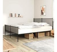 KTHLBRH Bed Frame, letto per bambini, con testiera e poggiapiedi, in metallo, nero, 183 x 213 cm