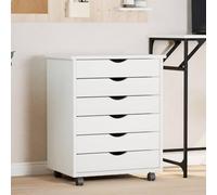 KTHLBRH Cassettiera con ruote in legno di pino massiccio, mobile con 3 cassetti per ufficio, casa o officina, organizer mobile per documenti e file,