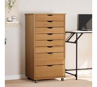 KTHLBRH Cassettiera con ruote in legno di pino massiccio, mobile con 4 cassetti per ufficio, casa o officina, organizer mobile per documenti e file,