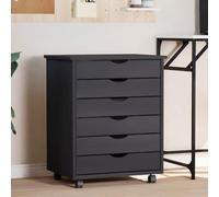 KTHLBRH Cassettiera con ruote in legno di pino massiccio, mobile di stoccaggio con 4 cassetti per ufficio, casa o officina, organizer sotto la scrivania, facile da