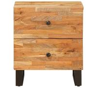 KTHLBRH Comodino 40x33x46 cm Legno Mango Massello Marrone | 2 cassetti, per appartamento, facile manutenzione, design compatto