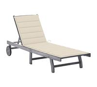 KTHLBRH [Consegna flash] Lettino prendisole con cuscino, sedia a sdraio da giardino, portatile, per terrazza, ponte e piscina, in legno massiccio di acacia grigio