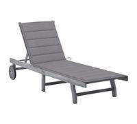 KTHLBRH [Consegna flash] Lettino prendisole con cuscino, sedia a sdraio da giardino, portatile, per terrazza, ponte e piscina, in legno massiccio di acacia grigio