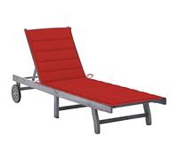 KTHLBRH [Consegna flash] Lettino prendisole con cuscino, sedia a sdraio da giardino, portatile, per terrazza, ponte e piscina, in legno massiccio di acacia grigio