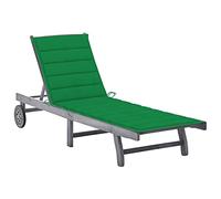 KTHLBRH [Consegna flash] Lettino prendisole con cuscino, sedia a sdraio da giardino, portatile, per terrazza, ponte e piscina, in legno massiccio di acacia grigio