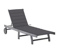 KTHLBRH [Consegna flash] Lettino prendisole con cuscino, sedia a sdraio da giardino, portatile, per terrazza, ponte e piscina, in legno massiccio di acacia grigio