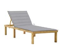 KTHLBRH Contenuto della confezione: lettino prendisole per esterni, sedia a sdraio da terrazza, adatta per giardino, spiaggia, piscina, con rivestimento grigio in legno di pino