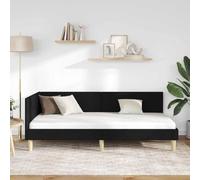 KTHLBRH Cornice Letto Angolare Nero 100x200 cm | Compensato, Legno Ingegnerizzato, Testiera Reversibile, Design Salvaspazio, Uso Come Divano