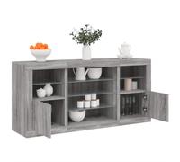 KTHLBRH Credenza con luci a LED grigio Sonoma Credenza moderna con illuminazione LED RGB e ampio spazio di archiviazione, ideale per soggiorno. 142,5 x 37 x 67 cm