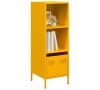 KTHLBRH Credenza in acciaio giallo senape credenza classica con cassetto, libreria e stoccaggio per casa o ufficio 35 x 39 x 103,5 cm