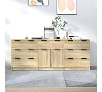KTHLBRH Credenza Sonoma effetto quercia, 3 pezzi
