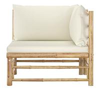 KTHLBRH Divano Angolare da Giardino poltrone da esterno sedia da esterno sedia giardino Adatto per terrazze, terrazzi, giardini con Cuscini Bianco Crema in Bambù