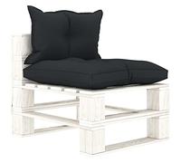 KTHLBRH Divano centrale da giardino, per esterni, per giardino, piscina, balcone, con cuscino in legno antracite