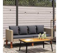 KTHLBRH Divano da giardino a 2 posti con cuscini, in polyrattan beige | rattan sintetico, telaio in acciaio verniciato a polvere, cuscino spesso imbottito, seduta extra profonda, facile da pulire
