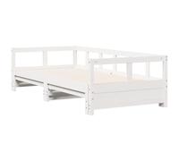 KTHLBRH Dormeuse Bianca 90x200 cm Legno Massello Pino | Letto Divano 2 in 1, Con Letto Estraibile, Base a Doghe Inclusa, Telaio Robusto