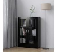 KTHLBRH Elegante armadietto vetrina in legno compensato con 3 scomparti e 2 ante per libri, riviste, DVD e decorazione della casa - Scaffale multiuso e