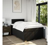 KTHLBRH Giroletto a Molle con Materasso Nero 120x190 cm in Tessuto | Molle Insacchettate, Supporto Schiena, Coprimaterasso Lavabile, Piedi Robusti, Testiera Inclusa
