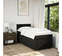 KTHLBRH Giroletto a Molle con Materasso Nero 90x200 cm in Tessuto | Molle Insacchettate, Supporto Per Schiena, Coprimaterasso Lavabile, Piedi Robusti