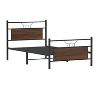 KTHLBRH Giroletto Rovere Marrone 107x203 cm Senza Materasso | Acciaio e Legno Multistrato, Testiera e Pediera, Spazio Contenitore, Rete a Doge