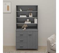 KTHLBRH Highboard, multiuso, credenza per camera da letto, credenze, adatto per soggiorno, camera da letto, legno massello di pino grigio scuro