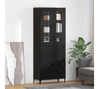 KTHLBRH Highboard nero effetto rovere, 69,5 x 34 x 180 cm, in legno