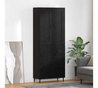 KTHLBRH Highboard - Set di 2 mobili in legno effetto rovere, colore nero