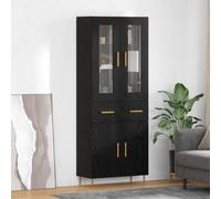KTHLBRH Highboard - Set di 2 mobili in legno effetto rovere nero