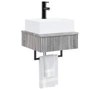 KTHLBRH Lavabo da Parete Sonoma Grigio 40 x 41 x 39 cm | Legno Ingegnerizzato, Drenaggio Rapido, Kit Installazione Completo, Stile Minimalista