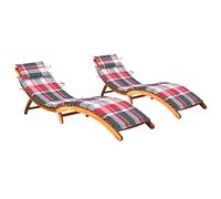 KTHLBRH Lettini da giardino, 2 pezzi, per esterni, adatti per qualsiasi condizione atmosferica in spiaggia, terrazza, balcone, piscina, con cuscini in legno massello di acacia