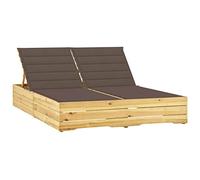 KTHLBRH Lettino doppio, per sala da pranzo, per esterni, adatto per spiaggia, cortile, balcone, piscina, con cuscini tortora, pino Impr?gniert