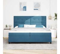 KTHLBRH Letto a Molle Blu Scuro 200 x 200 cm Velluto | Testiera Regolabile 2 Altezze, Legno Ingegnerizzato, Pino Massello, Supporto 280 kg