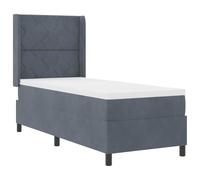 KTHLBRH Letto a Molle con Strisce LED Grigio Scuro 80 x 200 cm Velluto | Testiera regolabile in altezza, due opzioni, molle insacchettate media fermezza, LED USB risparmio energetico, legno