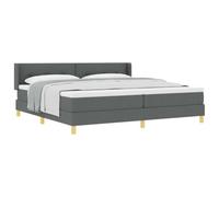 KTHLBRH Letto a Molle con Testiera Grigio Scuro 200 x 200 cm Tessuto | Legno ingegnerizzato e pino massello, base a doghe, testiera regolabile, poliestere traspirante, gambe forti